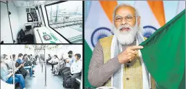  ??  ?? PM Narendra Modi inaugurate­s the India’s first-ever driverless train operations on Delhi Metro’s Magenta Line, through video conference in New Delhi on Monday.