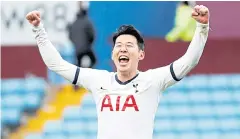  ?? REUTERS ?? Tottenham’s Son Heung-Min celebrates the team’s win against Villa.