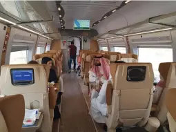  ?? (Reuters) ?? STRONG ECONOMY: Inside the new Haramain high-speed train in Jeddah, Saudi Arabia, on September 18.