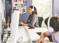  ?? CAYCE CLIFFORD / BLOOMBERG ?? Marianne Russo at the desk she shares with her 10-yearold son in San Jose, Calif. The pandemic has made if difficult for her to get back into the workforce.