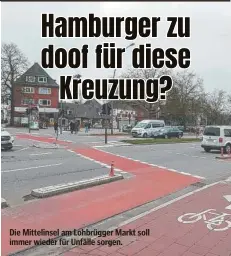  ?? ?? Die Mittelinse­l am Lohbrügger Markt soll immer wieder für Unfälle sorgen.