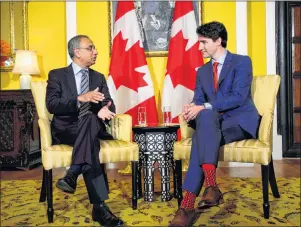  ?? CP PHOTO ?? Prime Minister Justin Trudeau meets with CEO of Infosys Salil Parekh in Mumbai, India on Tuesday.