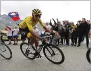  ?? THIBAULT CAMUS – THE ASSOCIATED PRESS ?? Colombia’s Egan Bernal climbs toward Val Thorens during the 20th stage of the Tour de France on Saturday.