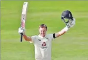  ?? PTI ?? Joe Root celebrates after scoring his 150th run.