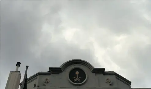  ?? EMRAH GUREL / THE ASSOCIATED PRESS ?? Clouds over the Saudi Arabia consul’s residence, in Istanbul on Tuesday. Assuming the Saudis had something to do with the disappeara­nce of journalist Jamal Khashoggi means we have a problem, John Robson writes.