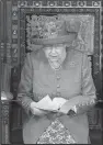  ?? AP/CARL COURT ?? Britain’s Queen Elizabeth II makes a speech in the House of Lords at the official State Opening of Parliament in London.