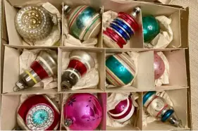  ?? Submitted photo ?? A small selection of Mary Lynn Davidek Alpino’s collection of Shiny Brite ornaments, made in Wellsboro, Pa.