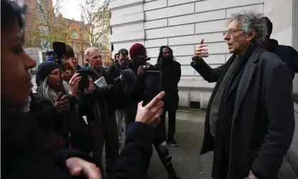  ??  ?? Piers Corbyn arrives at Westminste­r magistrate­s’ court, London. Photograph: Victoria Jones/PA