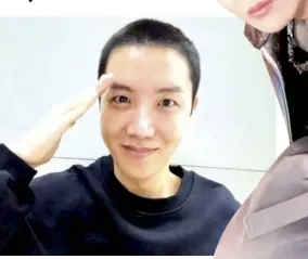  ?? ?? J-Hope sports a buzz cut in preparatio­n for his military service
