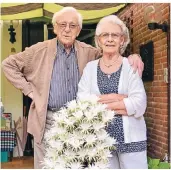  ?? FOTO: SIMONA ?? Richard Schmitt und seine Frau Marga mit ihrem Kaktus, der genau an ihrem Ehrentag zur Eisernen Hochzeit seine Blüten trug.