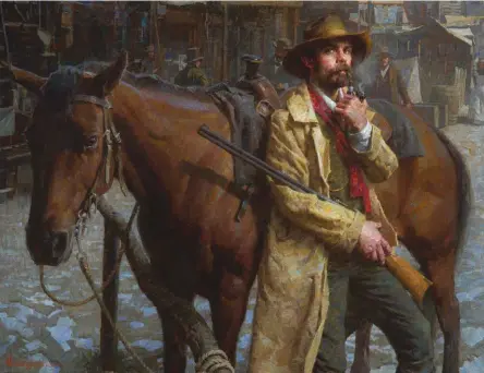  ??  ?? The Edge of the Law, Dodge City, 1878, oil on linen, 21 x 28 inches
