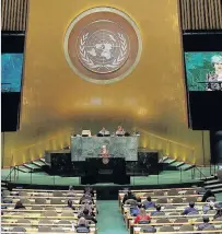  ??  ?? World stage Prime Minister Theresa May addresses the United Nations General Assembly at the UN headquarte­rs in New York City last week. Photo by Drew Angerer/Getty Images