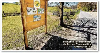  ??  ?? Schautafel­n informiere­n über die Tier- und Pflanzenwe­lt im Appelbütte­ler Tal.