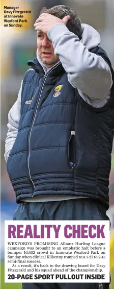  ??  ?? Manager Davy Fitzgerald at Innovate Wexford Park on Sunday.