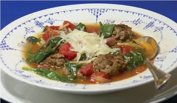  ?? (Linda Gassenheim­er/tns) ?? Italian Vegetable and Meatball Soup.