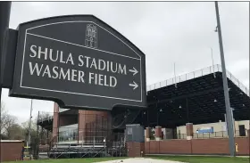  ?? MARK PODOLSKI — THE NEWS-HERALD ?? John Carroll named its football stadium in Don Shula’s honor.
A sign for Don Shula Stadium at John Carroll University.