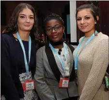  ??  ?? Davis College students Seodhna Healy, Faith Omoro and Maire O’Neill