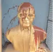  ??  ?? A bust of B. R. Ambedkar desecrated at Tiruvottiy­ur in Chennai.