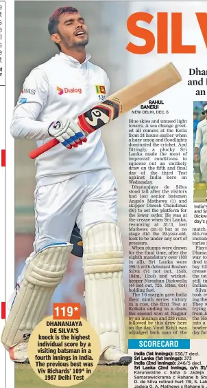  ??  ?? India’s Rohit Sharma ( left) and Sri Lanka’s Niroshan Dickwella after the final day’s play.