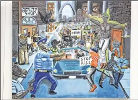  ?? ZACH GIBSON / ASSOCIATED PRESS ?? This painting by Missouri high school graduate David Pulphus has become the subject of a fight between black Democrats and white Republican­s in the House. Rep. William Clay, D-Mo., has tried several times to hang the painting in an undergroun­d tunnel.