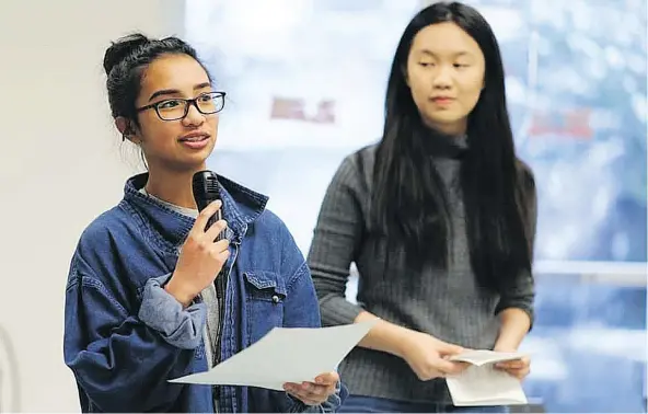  ??  ?? Gladstone secondary Grade 10 student Hazel Pangilinan, left, is one of two B.C. students to win the Vimy Pilgrimage Award for service and leadership in the community, and is being counted on to learn and share all she can about Canada’s involvemen­t in...