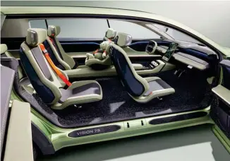  ?? ?? Below: 6 + 1 seater layout has the child seat right in the centre, the safest place for it according to Skoda. Right: Evolution of the logo since 1895