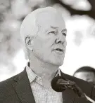  ?? Elizabeth Conley / Staff photograph­er ?? A reader says U.S. Sen. John Cornyn, R-Texas, must show us if he is a man who stands by his words.