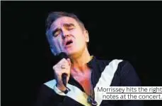  ??  ?? Morrissey hits the right
notes at the concert.