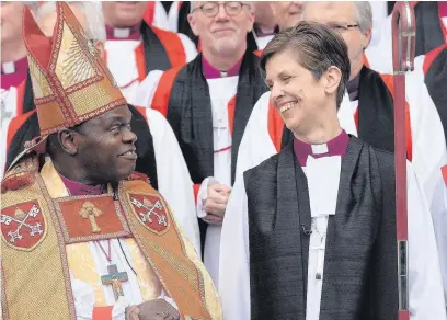  ??  ?? ●● Archbishop of York Dr John Sentamu and The Rev Libby Lane