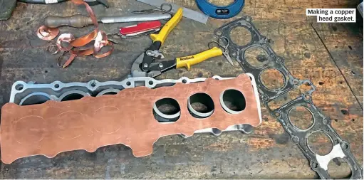  ??  ?? Making a copper head gasket.