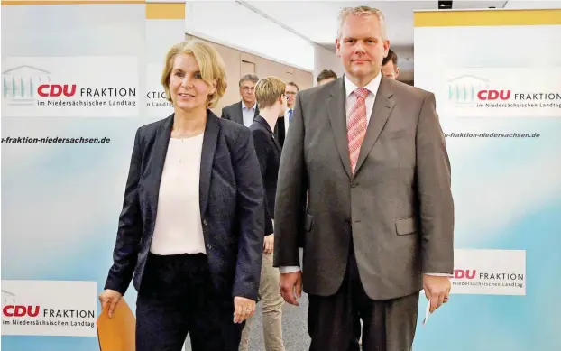  ?? Foto: dpa/Holger Hollemann ?? Neue Heimat: Elke Twesten und der niedersäch­sische CDU-Fraktionsc­hef Björn Thümler