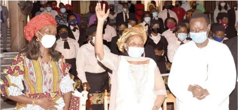  ??  ?? Member of the House of the Representa­tives, Beni Lar( left); her mother and wife of the first Civilian Governor of Plateau, Prof. Mary Lar and a family member, Keffas Lar, during the 86th Birthday Anniversar­y Church Thanksgivi­ng of Prof. Lar in Jos… yesterday PHOTO: NAN