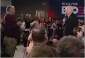  ?? CALLA KESSLER — THE NEW YORK TIMES ?? Former Vice President Joe Biden is questioned about his son during a campaign stop in Iowa on Thursday.