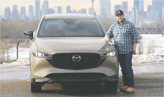  ?? PHOTOS: DARREN MAKOWICHUK ?? Ryan Heagy was impressed with the 2024 Mazda CX-5 after spending a week behind the wheel in Calgary, saying he'd consider making it his next vehicle.