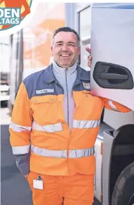  ?? FOTO: J. BAUCH ?? Thomas Riek (50) steuert die Müllwagen im Kreis Viersen. Er freut sich, wenn Autofahrer beim Parken genug Platz lassen.