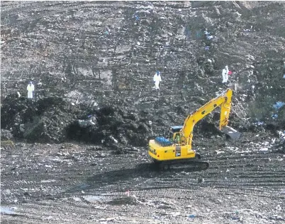  ?? Picture: SWNS. ?? Police excavate the landfill site as they look for Corrie McKeague’s body.