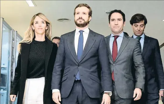  ?? EMILIA GUTIÉRREZ ?? Casado, amb Álvarez de Toledo, García Egea i Montesinos, el nucli dur del PP al Congrés