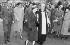  ?? ?? The Queen and Duke of Edinburgh at Mersham’s church with Lord and Lady Brabourne in 1957