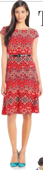  ?? AMAZON.COM ?? Amazon.com fashion editor Sara Dooley imagines teachers of younger grades experiment­ing with prints — like this Anne Klein Aztec Burst Swing dress, above — but not necessaril­y ones inspired by wallpaper. Prints are good conversati­on starters, and they...