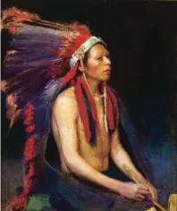  ??  ?? Bert Geer Phillips (1868-1956), Tah-tsee-yo (Red Indian Chief), oil on canvas, 24 x 20" Estimate: $100/150,000