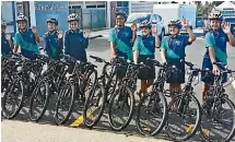  ??  ?? The children at Rowandale Primary School with the 15 donated bikes.