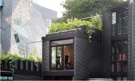  ??  ?? Joost Bakker and Matt Stone in Greenhouse by Joost in Federation Square, Melbourne. Photograph: Earl Carter