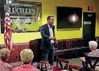  ?? [PHOTO BY CHRIS CASTEEL, THE OKLAHOMAN] ?? Kevin Stitt, a Republican running for governor, speaks about his campaign Tuesday in Weatherfor­d.