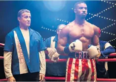  ??  ?? Boxing clever: Adonis Creed (Michael B Jordan) is encouraged by Rocky himself (Sylvester Stallone)