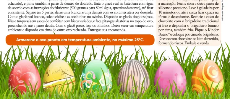  ??  ?? Armazene o ovo pronto em temperatur­a ambiente, no máximo 25ºC.