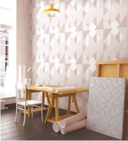  ??  ?? IN THE MOOD Create a room’s ambience by choosing the appropriat­e wallpaper color and design