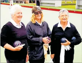  ?? TC310518SP­15A ?? TRIUMPHANT Te Awamutu women’s triples team after winning the Waikato champion of champions title at Puta¯ ruru. From left: Janet Officer, Gael Connolly, Margaret Littlewood.