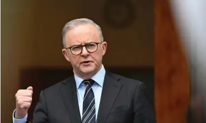  ?? Photograph: Lukas Coch/AAP ?? ‘Australia can’t afford to sit on the sidelines,’ Anthony Albanese will say to the Queensland Press Club on Thursday in a speech launching a new green interventi­onist industry policy.