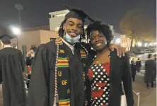  ?? Courtesy Tianna Hicks 2020 ?? Najee Harris and mother Tianna Hicks enjoy the moment after Harris’ college graduation in Birmingham, Ala., last month.