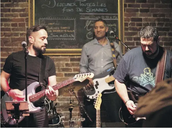  ?? ALLEN MCINNIS ?? “Live bands are a dying breed,” says Sergio Spiezia, left, with Jam Avenue bandmates Franco Lombardo, back, and Zoe Trimboli.